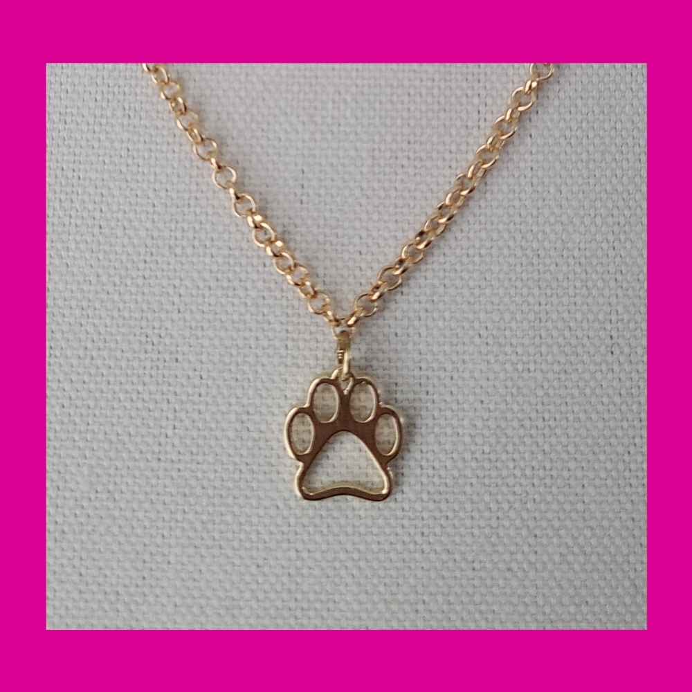 18" 14k Gold Plated Paw Charm Necklace